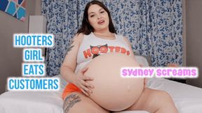 Hooters Girl Eats Customers - same size vore, BBW vore, hooters girl, big belly, and digesting - 720 WMV