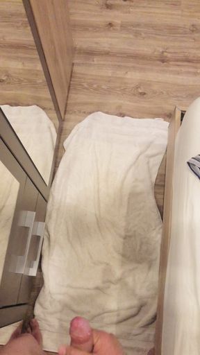 Handjob with long distance cumshot