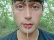 Two times cum spitting by random guys - huge thick loads leaking