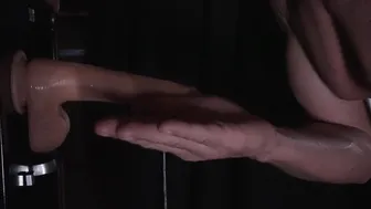 Daddy Deep Throats Dildo and Jerks Off with Spit