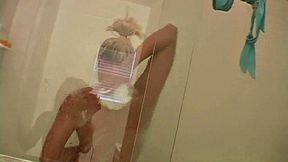 Teasing blonde fondles her pretty titties in POV
