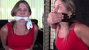 Sinthia- Layers Of Multiple Cloth Cleave and OTM Gags, Gag Talking