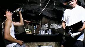 ”Smoke buddies Ian Madrox & Evan Heinze jerked their gigantic meat while smokin”