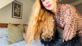 Slow Motion Masturbation in Leopard Print Gown