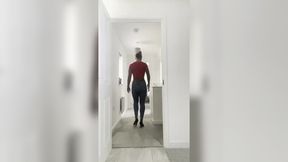 Muscle Posing Abs &mdash;  Wet Steamy Shower Wet T-shirt