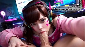 Overwatch Dva cosplay POV Blowjob &amp_ Titty Fuck | Uncensored Hentai AI generated
