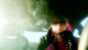 MRS. ROMAN IN HER RAINBOW WIG SMOKING A VS120 IN A LONG CIG HOLDER CD TG MATURE