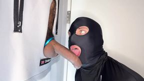 Gloryhole Action with Big Latino Cock Cumming