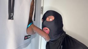Gloryhole Action with Big Latino Cock Cumming