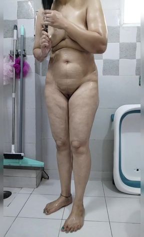 Indian Stepmom Shower Striptease