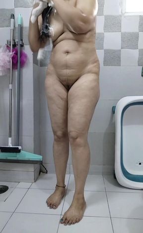 Indian Stepmom Shower Striptease