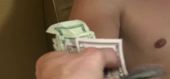 Blonde lover enjoys cash for sex after a serious teaser