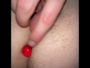 Bed time anal bead session under the covers