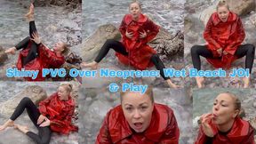 Shiny PVC Over Neoprene: Wet Beach JOI & Play - MP4 720