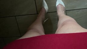 Showing off walk and legs in heels crossdressing adventures