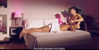 Curvy ebony MILF Carla Morelli gets her pussy licked and drilled in doggy after a steamy massage from hung vet Andy S