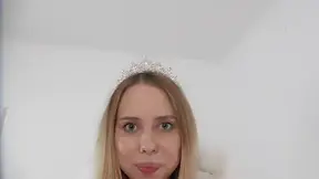 Blonde in Tiara Teases With Deepthroat in Bedroom