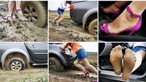 HOT SUMMER SALE: Sexy real estate agent got her powerful pickup L200 stuck in deep soft mud