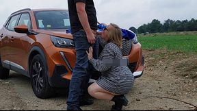 Blowjob and anal near the highway get caught