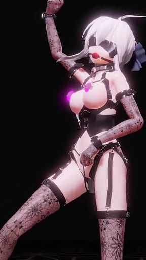 [mmd] 弱音genie; Three People; Training; Bondage; Vibrating Eggs; Butt Plugs; Ball Gags; Ankle Cuffs
