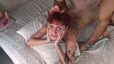 Hlohan - Non-binary woman receives a large penis in her ass and moans loudly with lust.