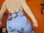 slutty Pawg rips leggings for an oily solo dildo fuck in the gym