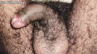 Hairy Indian bear fucks himself with his big cock in solo anal play