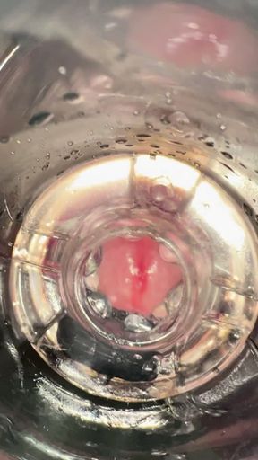 POV inside view closeup creampie cock fucks fake pussy