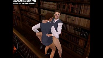 Horny 3D cartoon hunk gets fucked in the library