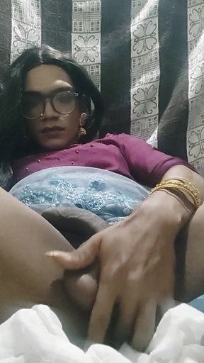 Indian Sissy Stocking and Cumming in Traditional Lehanga