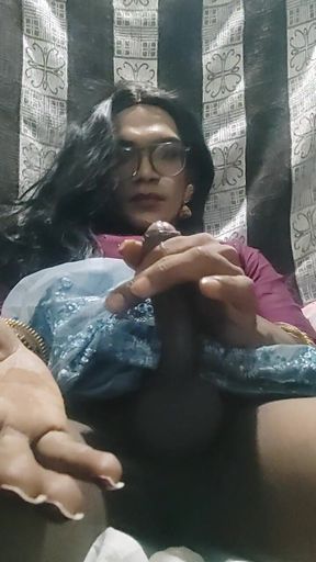 Indian Sissy Stocking and Cumming in Traditional Lehanga