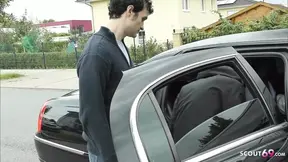 German MILF bombshell rides huge cock in street limo gang bang