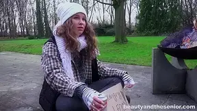 Homeless Chick Begging for Old Cock