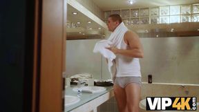 VIP4K. Grey-haired cuckold doesnt disturb his wife with big breasts from cheating