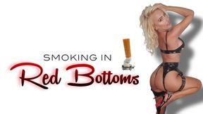 Smoking in PVC Lingerie and Red Bottoms