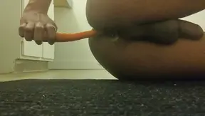 Teen 18+ Solo Boy 18+ Fucks His Ass with a Carrot for a Long Anal Orgasm