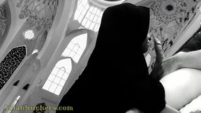 AsianSuckers muslim TEEN in hijab sucks sperm from a white cock- version 2- as mp4