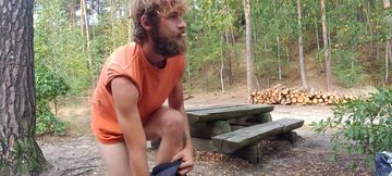 Risky changing into women's panties