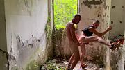All the cum in the faggot's mouth—fucked the guy hard after bending him over