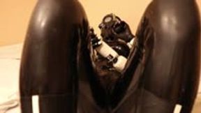 Gas Mask Rubberdoll Vibrates Herself