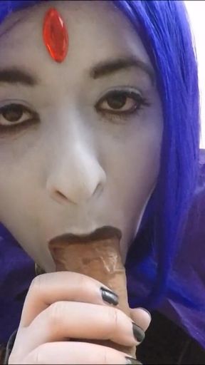 Raven Sucks on a Juicy Cock