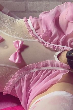 Cute Pink Sissy Belly Bulge - Balls Deep Anal Dildo