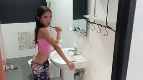 asian babyface rimming and face sitting after toothbrush and proper fingering