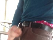 I'm jacking off at the campground on a rainy day in the public pavilion