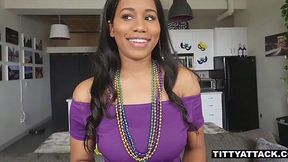Big-Titted Ebony Jenna Foxx Cums Hard in Mardi Gras Frenzy