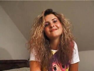 Marvelous bushy haired hottie masturbating in solo clip