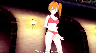 Misty gets a sloppy POV blowjob in her anime panties