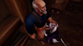 draenei girl gives an old man a deep blowjob - warcraft parody