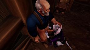 draenei girl gives an old man a deep blowjob - warcraft parody