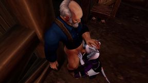 draenei girl gives an old man a deep blowjob - warcraft parody